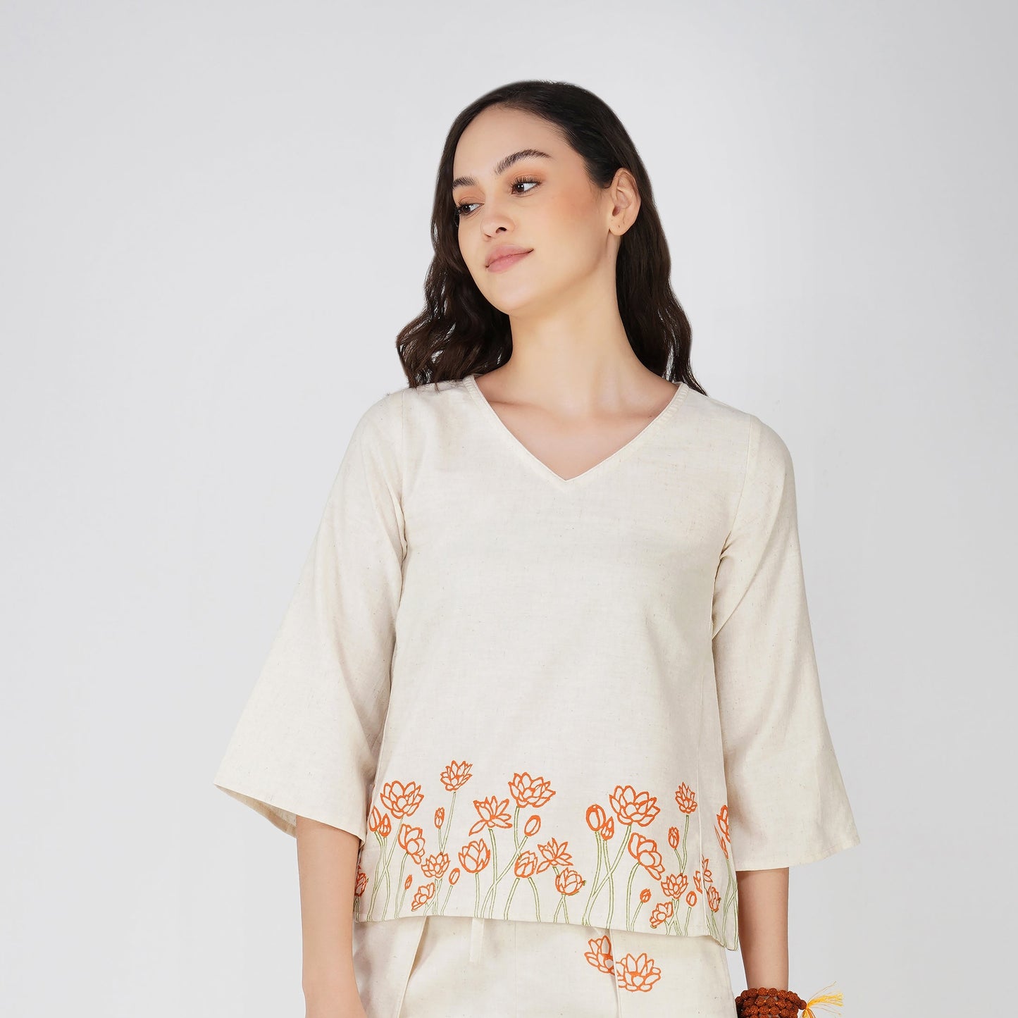 Women Cotton Hand Block Printed Yoga Top -Surya