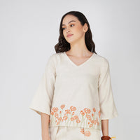 Women Cotton Hand Block Printed Yoga Top -Surya