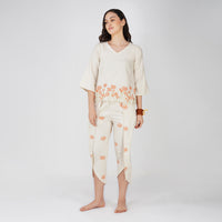 Women Cotton Hand Block Printed Yoga Pants and Yoga Top Set -Surya