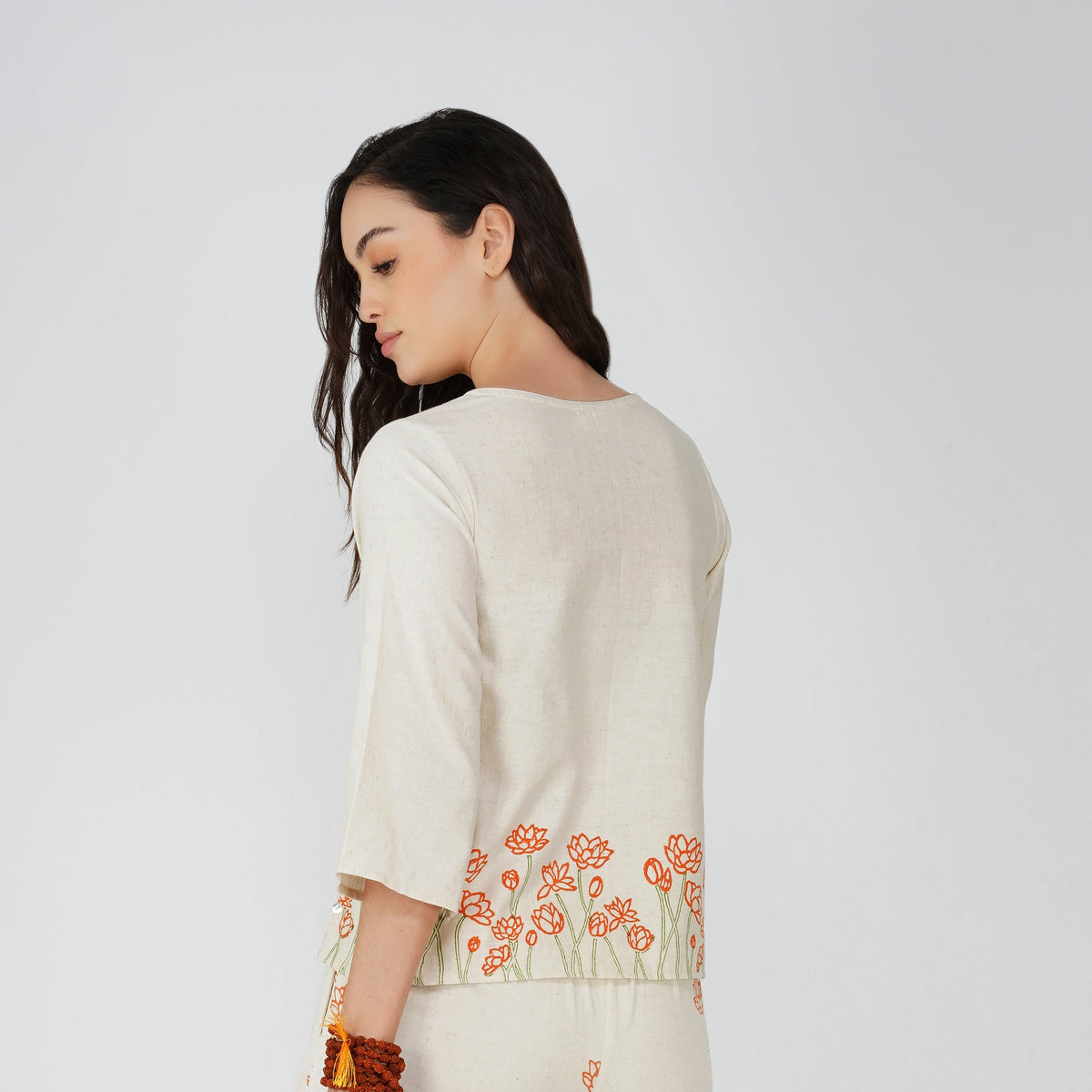 Women Cotton Hand Block Printed Yoga Top -Surya — view 2