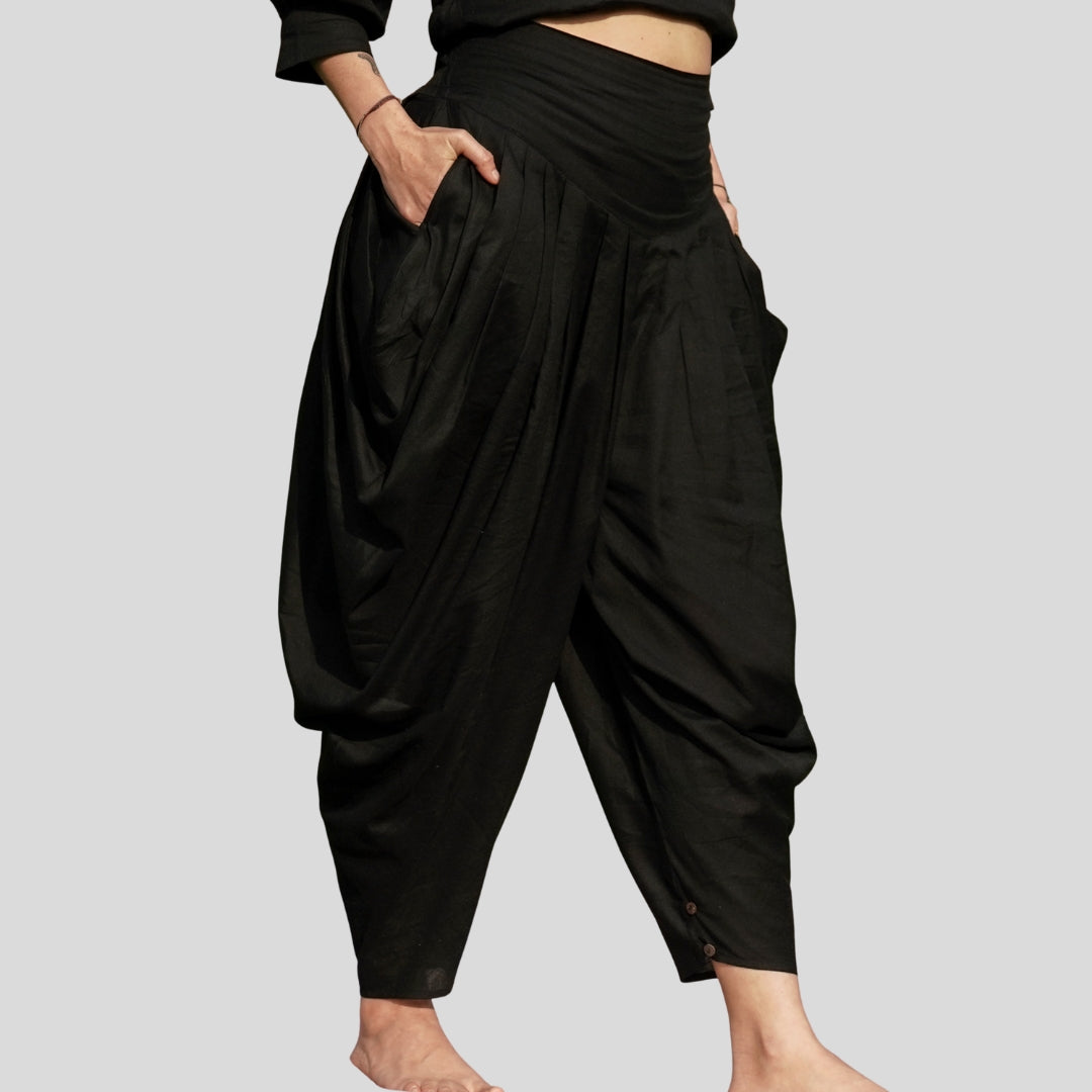 Women Cotton Yoga Pants Black -Buddhi