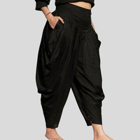 Women Cotton Yoga Pants Black -Buddhi