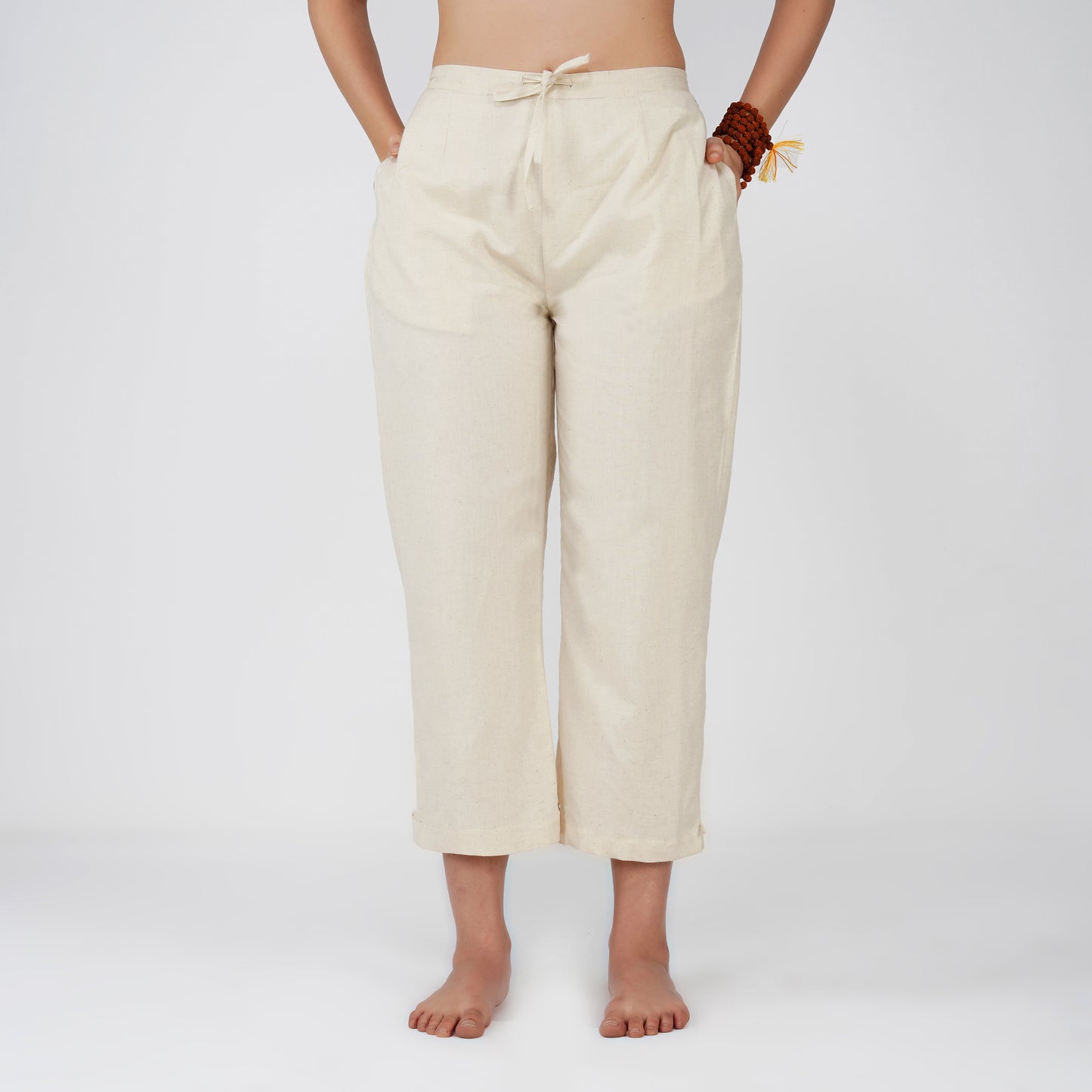 Women Cotton Yoga Pants and Yoga Top Set White -Dharma