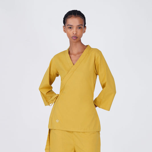 Women Cotton Yoga Top Yellow -Dharma
