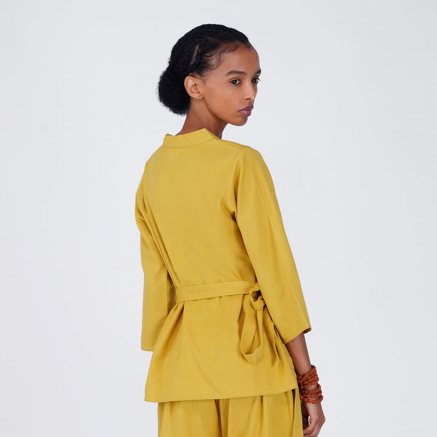 Women Cotton Yoga Top Yellow -Dharma
