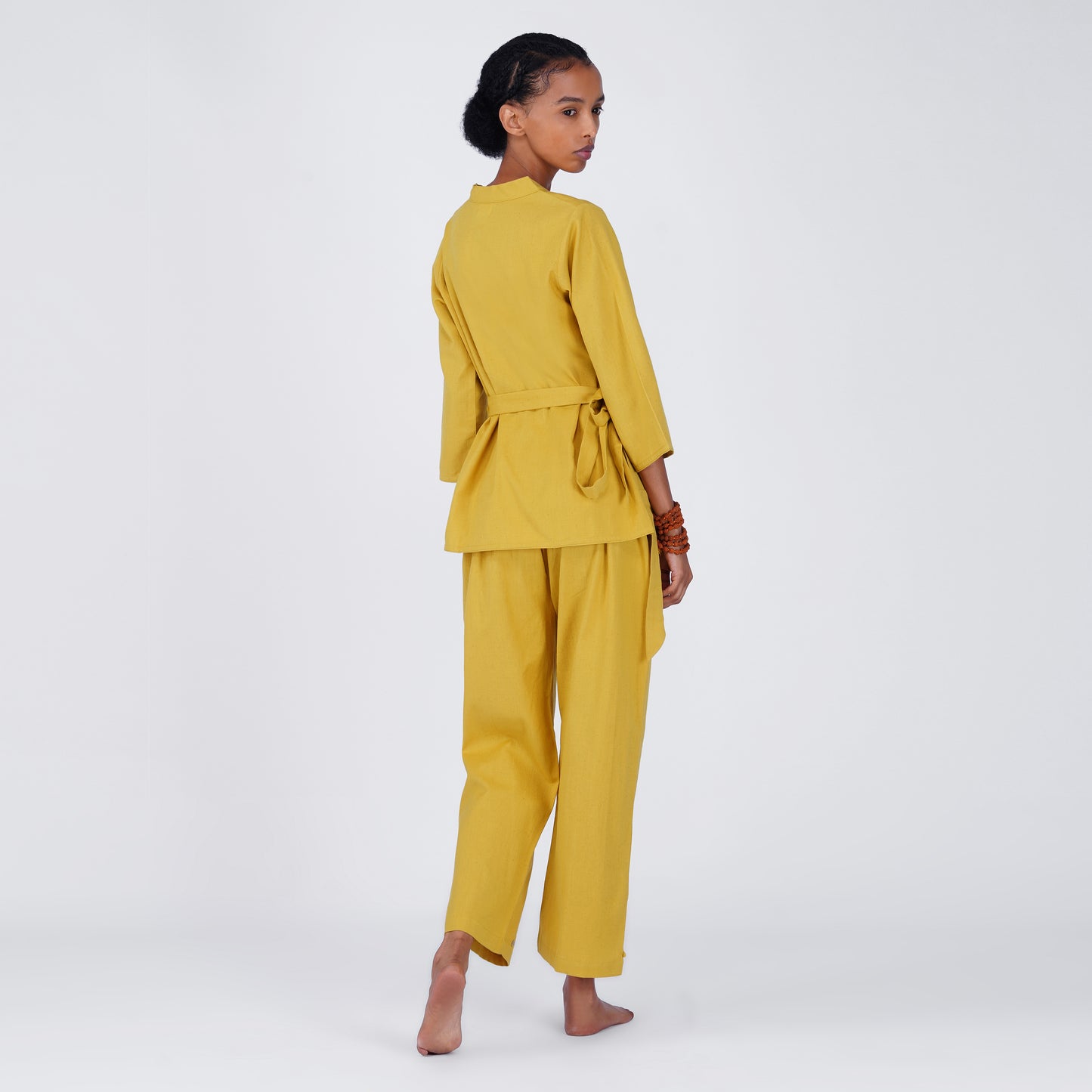 Women Cotton Yoga Pants and Yoga Top Set Yellow -Dharma
