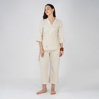 Women Cotton Yoga Pants and Yoga Top Set White -Dharma