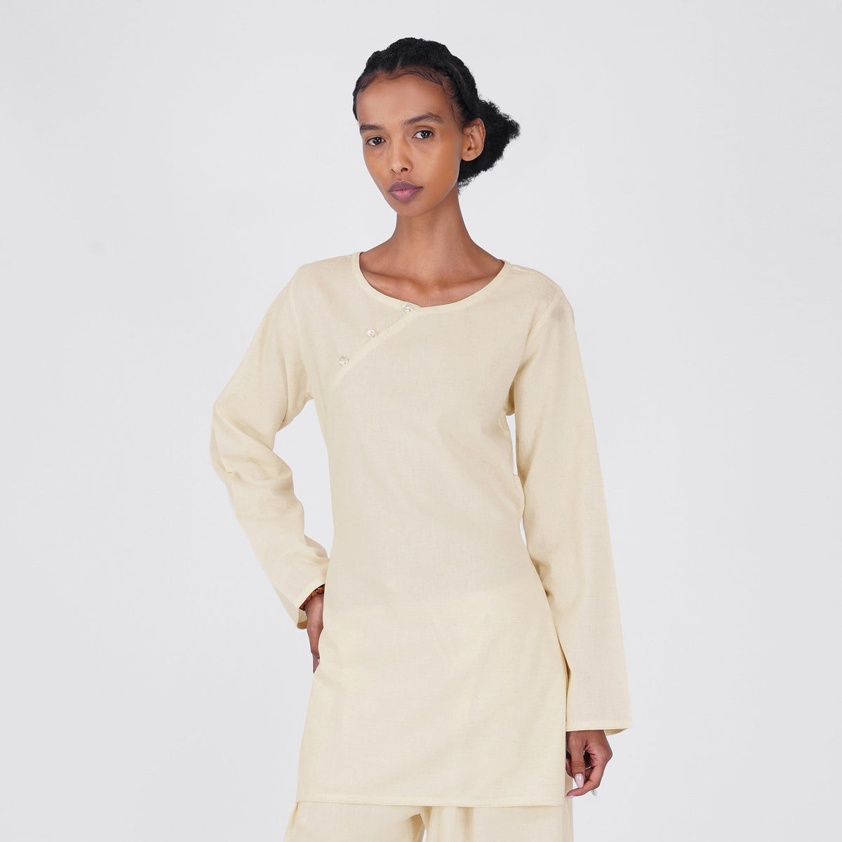 Women Cotton Yoga Top White -Tara — view 1