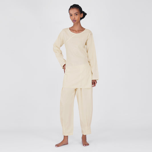 Women Cotton Yoga Pants and Yoga Top White -Tara