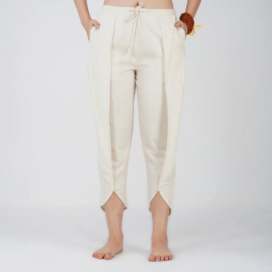 Women Cotton Dhoti Yoga Pants White -Surya