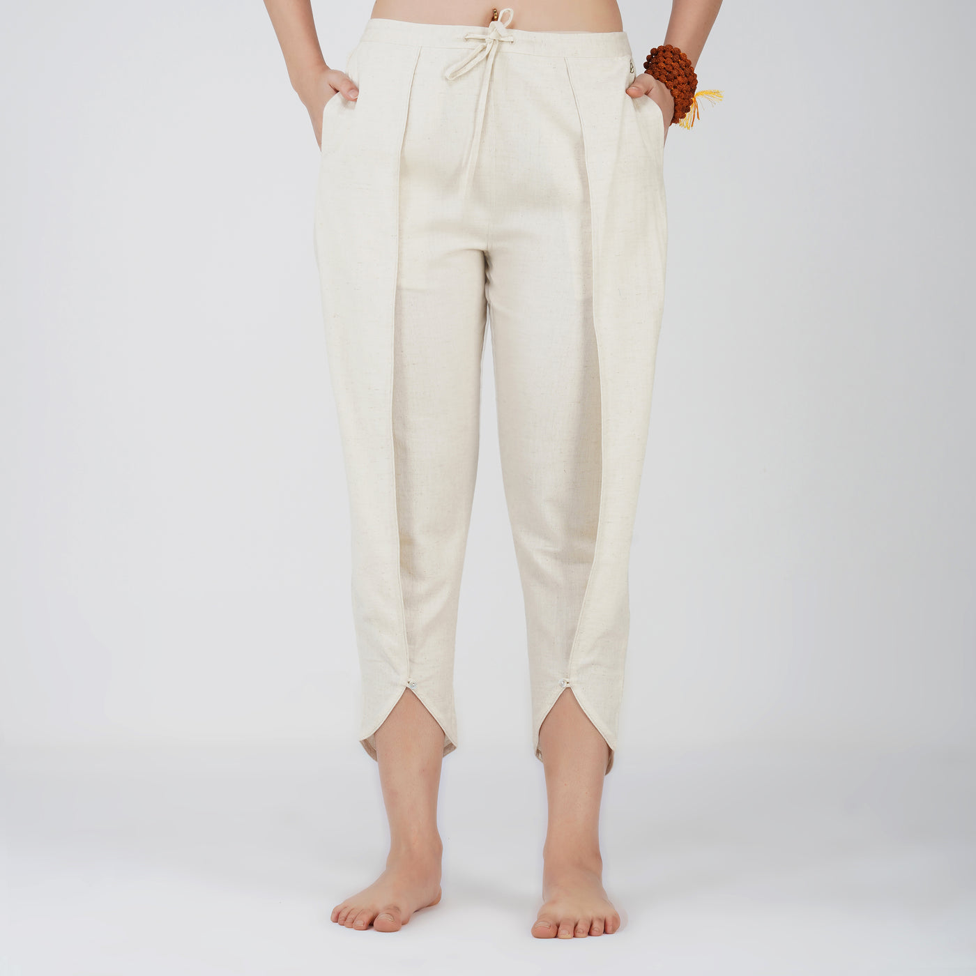 Women Cotton Yoga Pants and Yoga Top Set White -Surya — view 3
