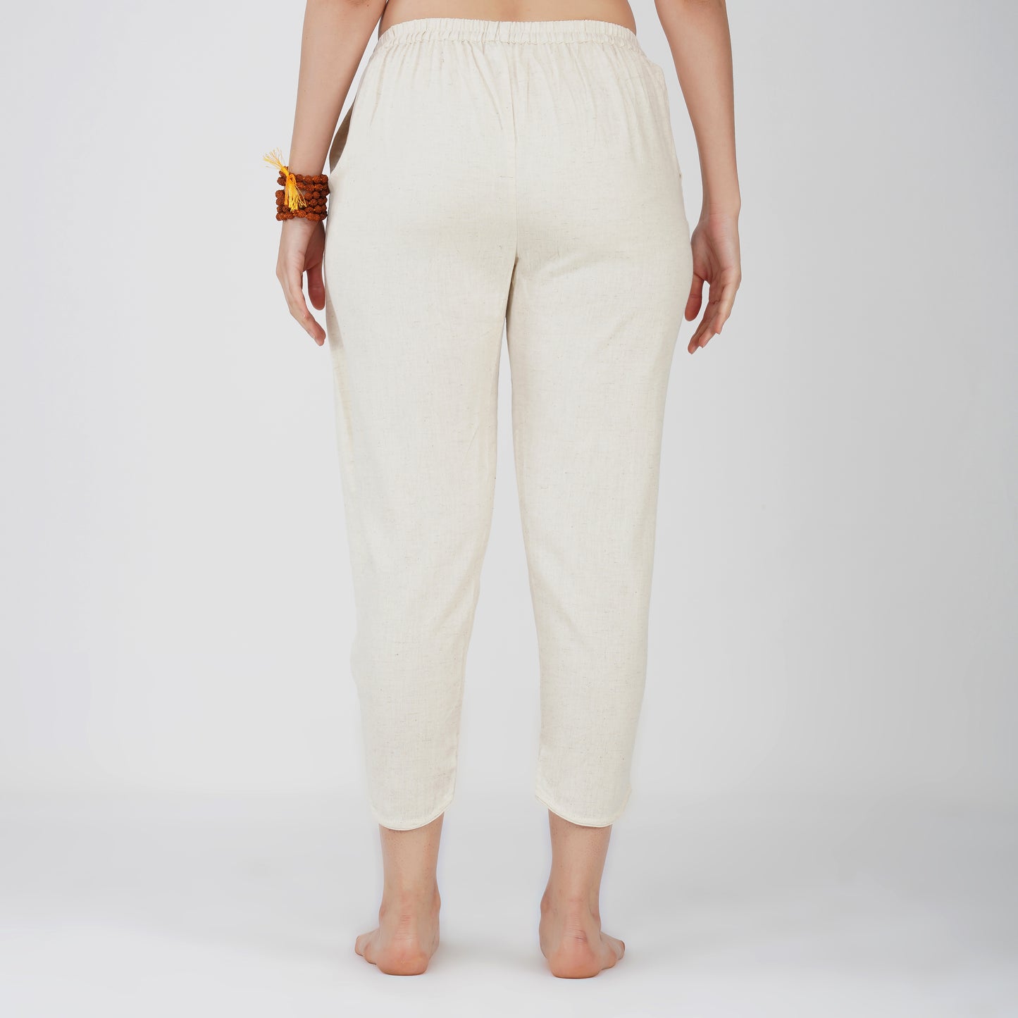 Women Cotton Dhoti Yoga Pants White -Surya