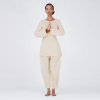 Women Cotton Yoga Pants and Yoga Top White -Tara