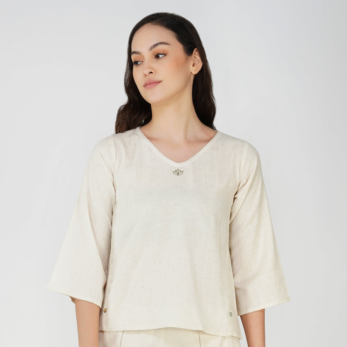 Women Cotton Yoga top White -Surya — view 1