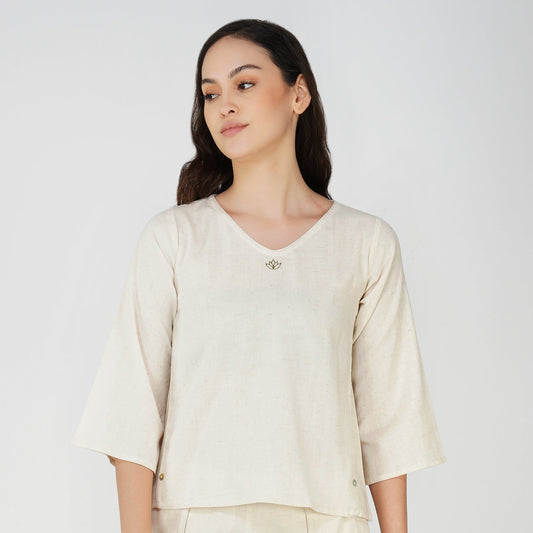 Women Cotton Yoga top White -Surya