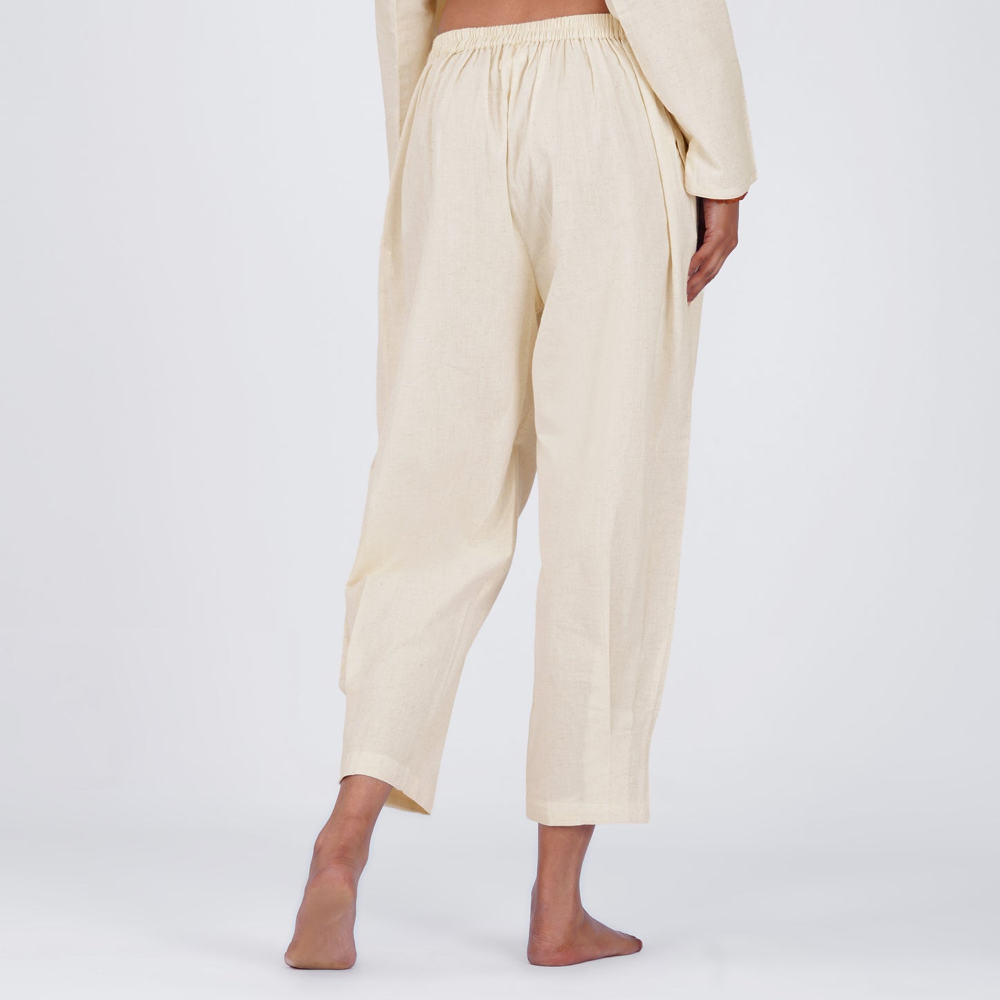 Women Cotton Yoga Pants White -Tara