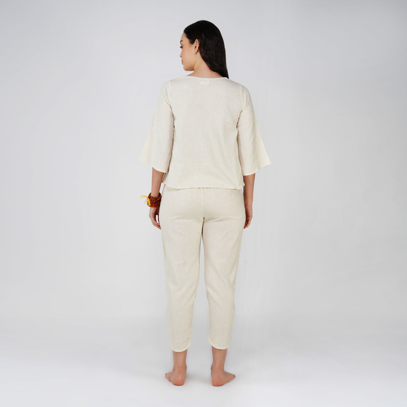 Women Cotton Yoga Pants and Yoga Top Set White -Surya — view 2