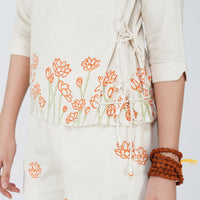Women Cotton Hand Block Printed Yoga Top and Yoga Pants Set -Chandra