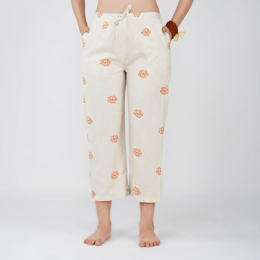 Women Cotton Hand Block Printed Yoga Pants -Chandra