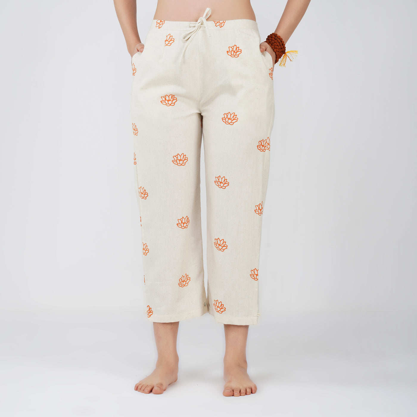 Women Cotton Hand Block Printed Yoga Top and Yoga Pants Set -Chandra — view 4