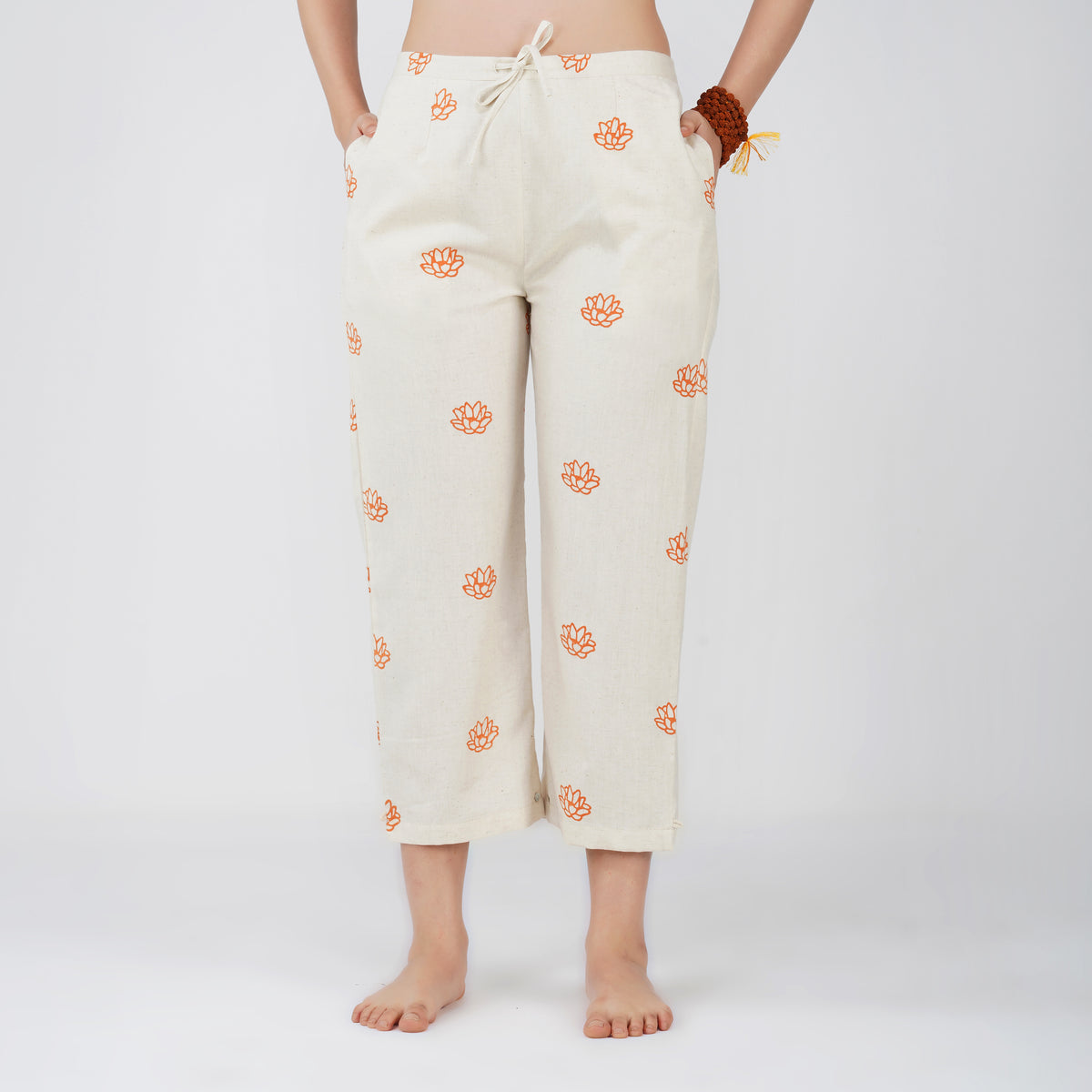 Women Cotton Hand Block Printed Yoga Pants -Chandra — view 1
