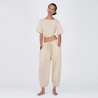Women Cotton Yoga Pants and Yoga Top White -Soma