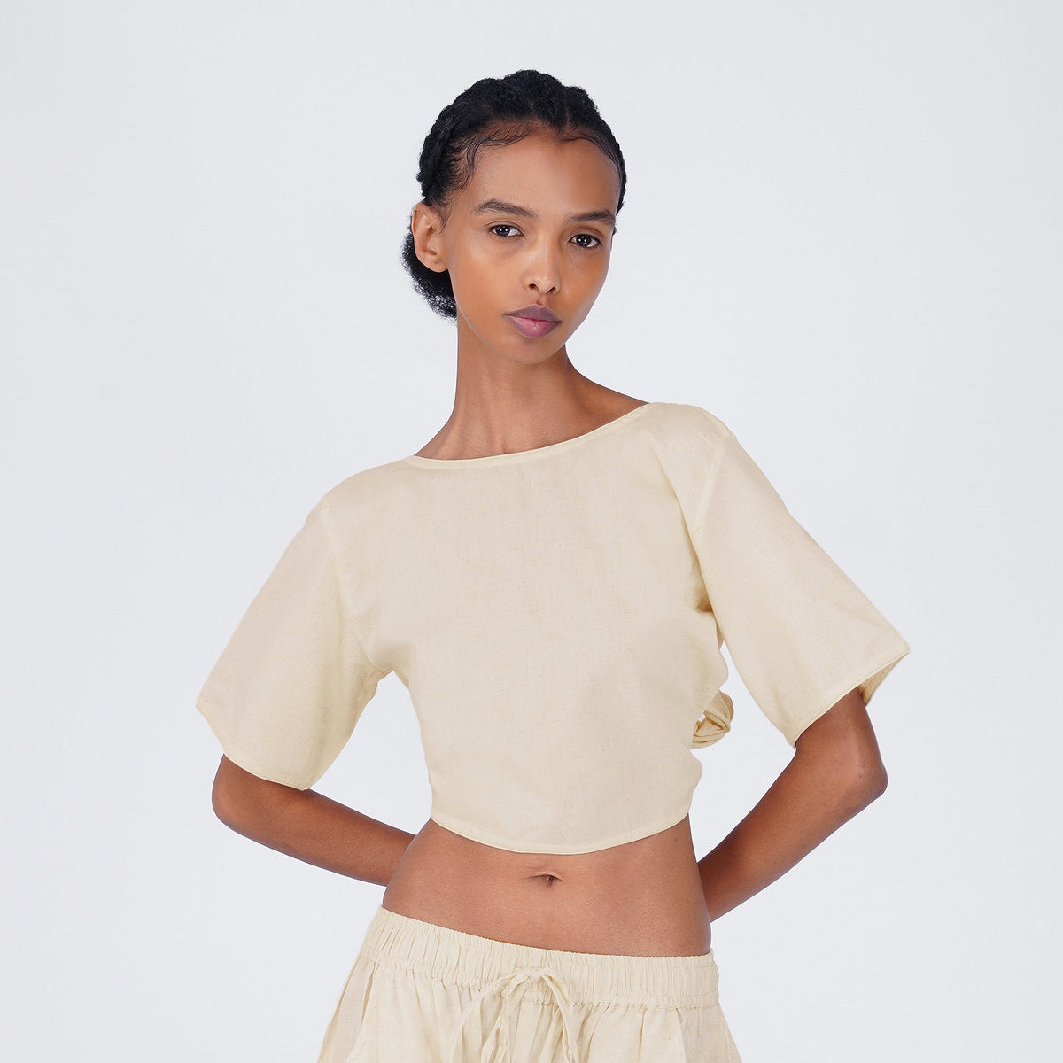 Women Cotton Yoga Top White -Soma — view 1