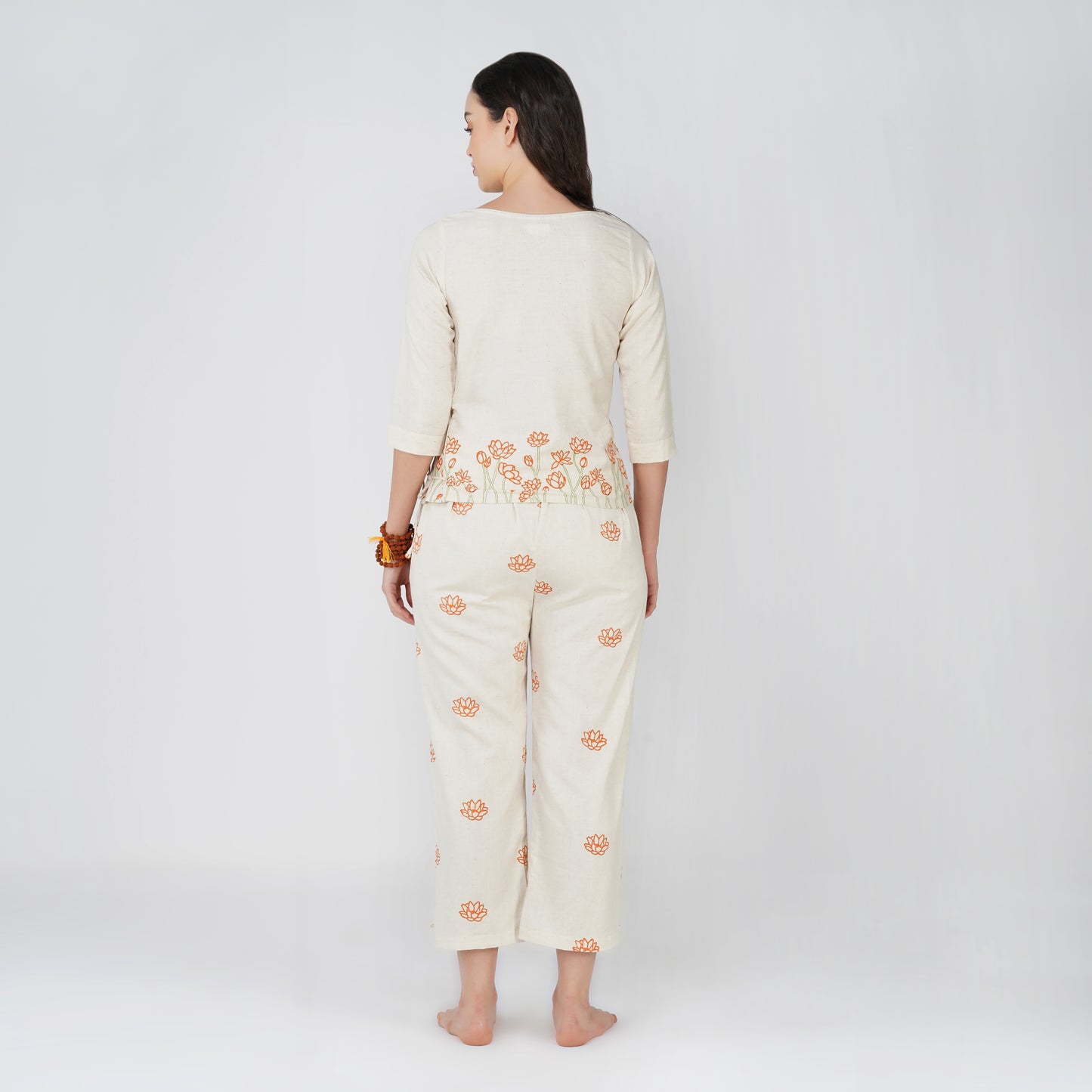 Women Cotton Hand Block Printed Yoga Top and Yoga Pants Set -Chandra