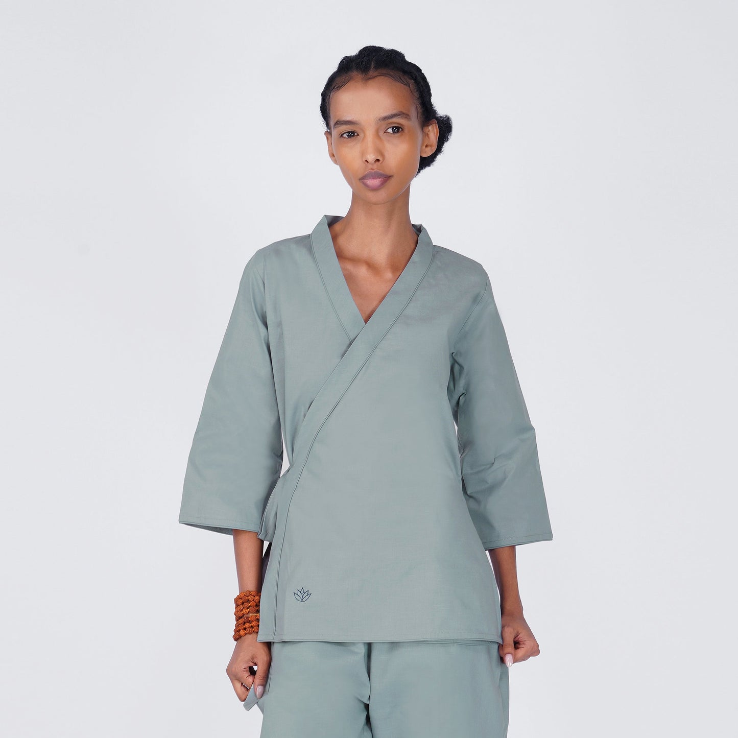 Women Cotton Yoga Top Grey -Dharma