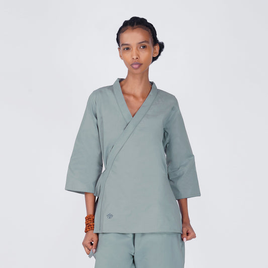 Women Cotton Yoga Top Grey -Dharma