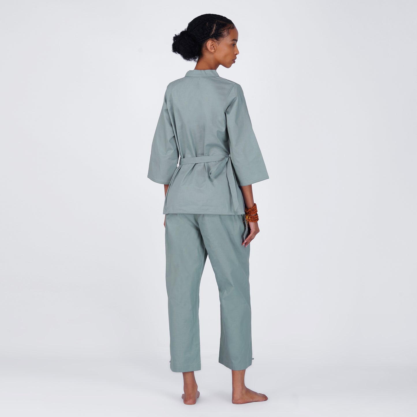 Women Cotton Yoga Pants and Yoga Top Set Grey -Dharma