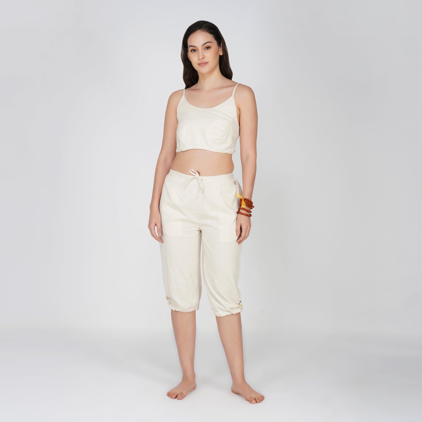 Women Cotton Yoga Pants and Yoga Top Set White -Prana