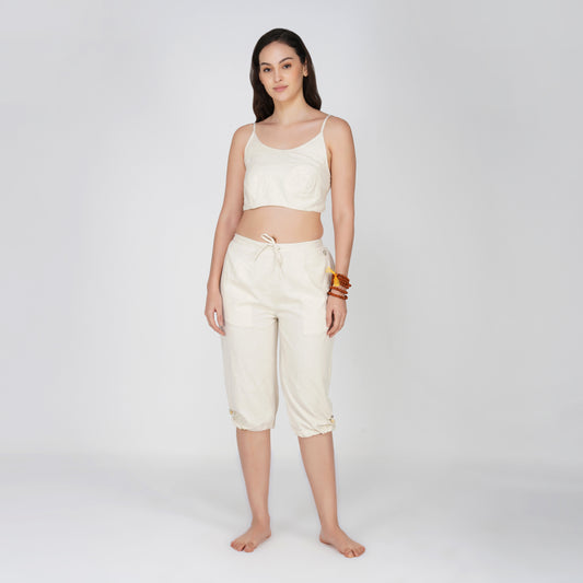 Women Cotton Yoga Pants and Yoga Top Set White -Prana