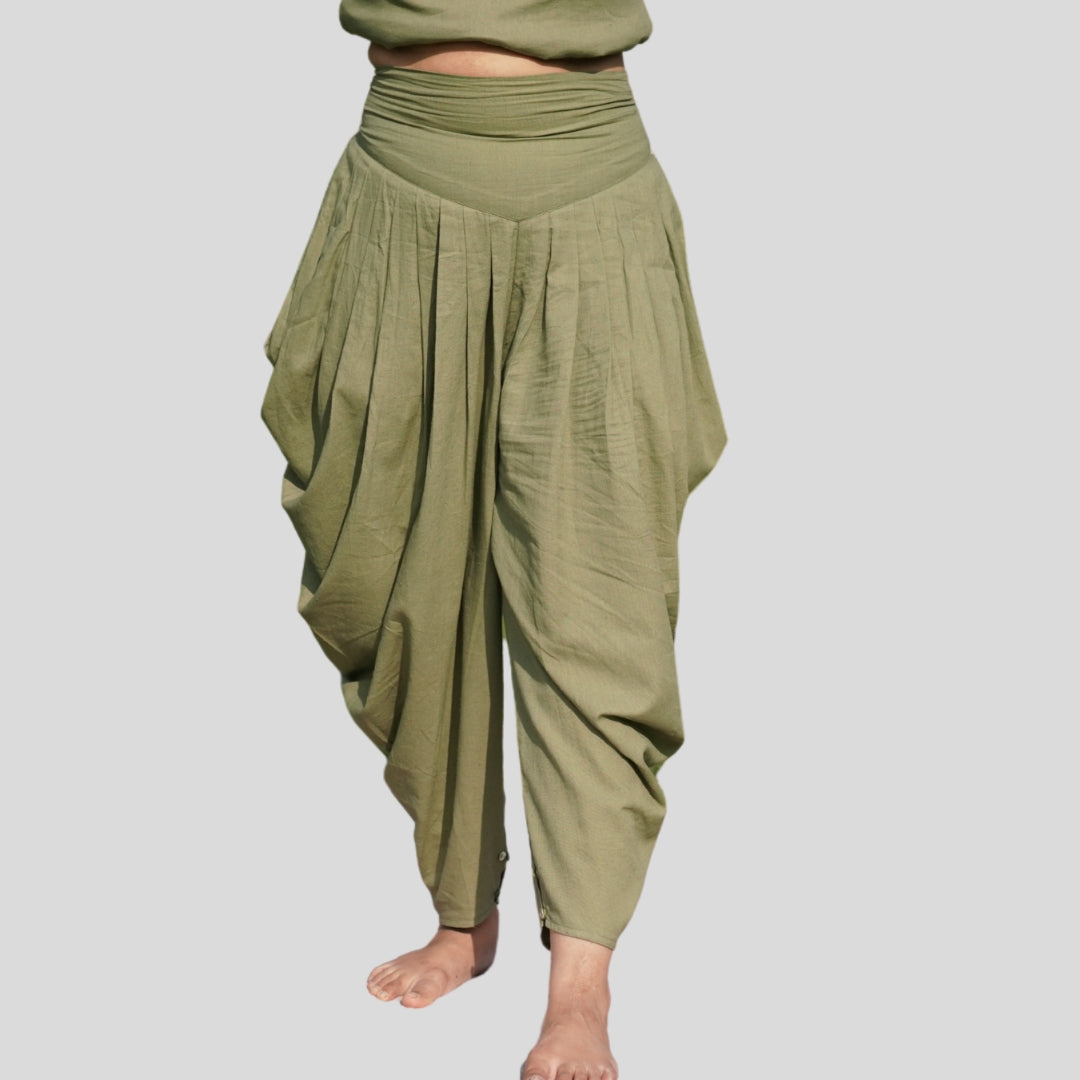 Women Cotton Yoga Pants Green -Buddhi