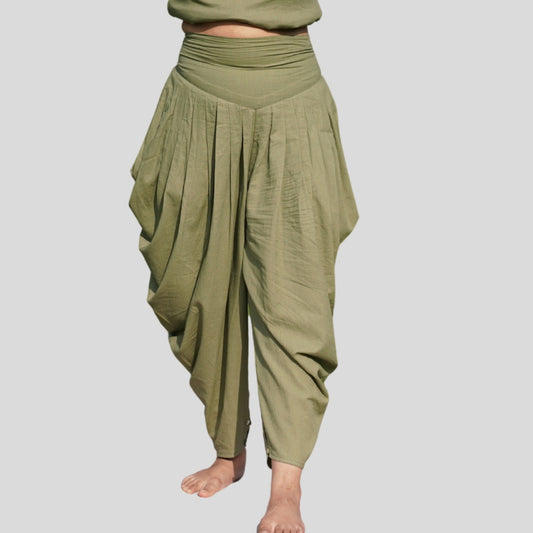 Women Cotton Yoga Pants Green -Buddhi