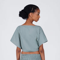 Women Zero Waste Cotton Yoga Top Grey -Shwet