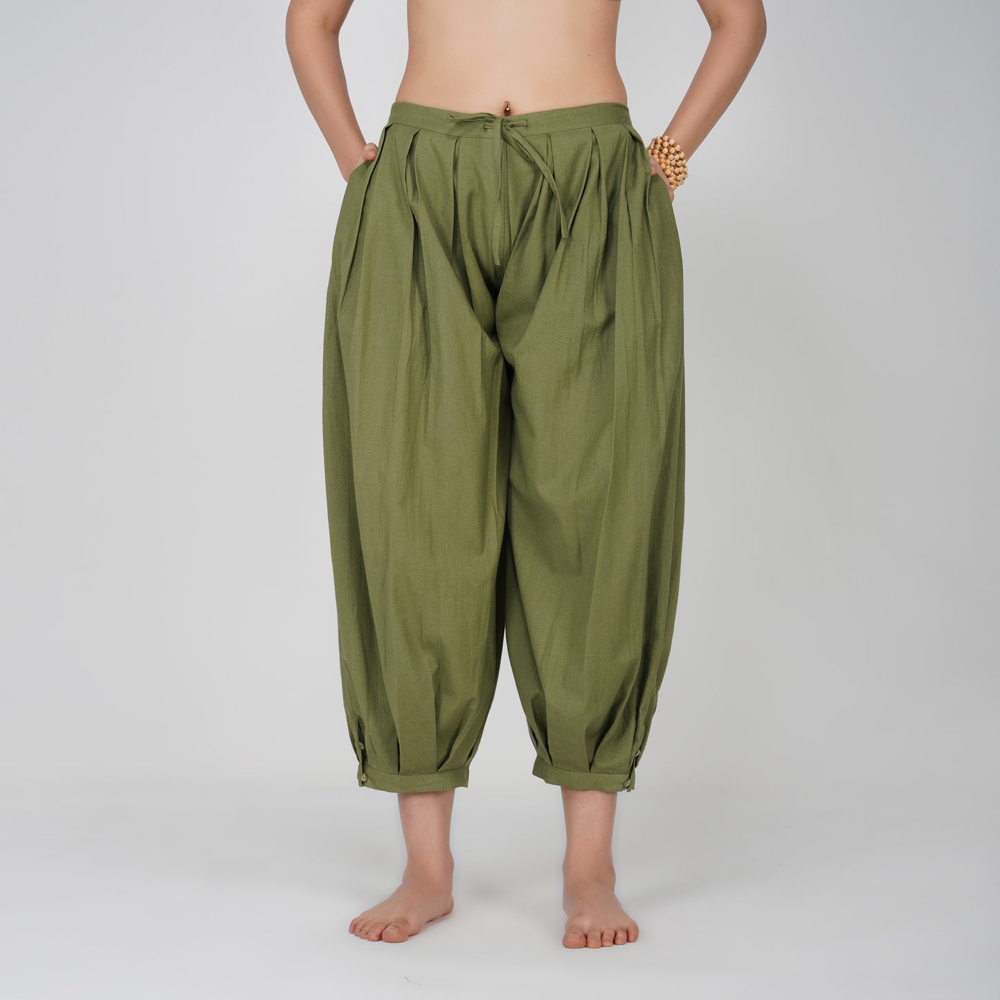 Women Cotton Yoga Pants Green -Chakra