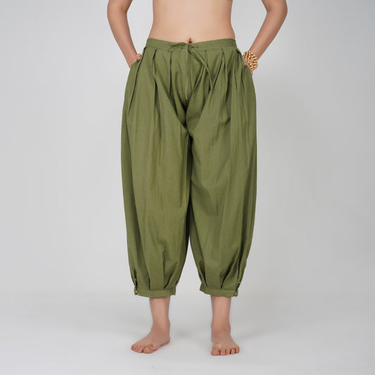 Women Cotton Yoga Pants Green -Chakra