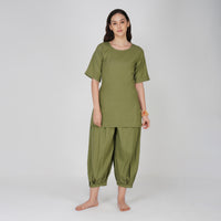 Women Cotton Yoga Pants and Yoga Top Set Green -Chakra