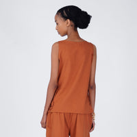 Sthira Yoga Top 100% Cotton Sleeveless Long Top with Side Ties for Comfortable Fit - Sienna