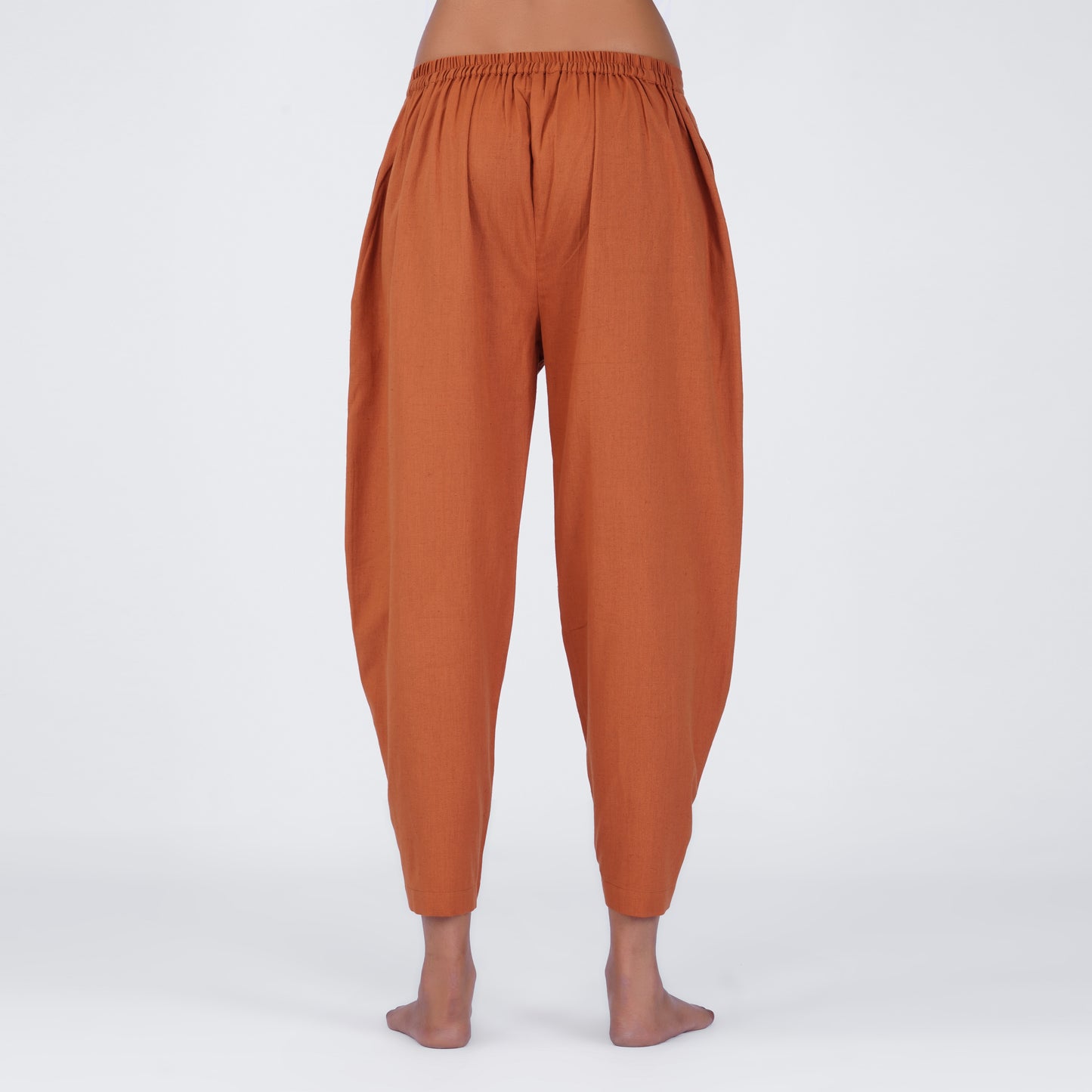 Chandra Yoga Pants 100% Cotton Mid Waist Pants Elasticised Back Straight Fit with Buttons to Cinch at The Ankle - Sienna