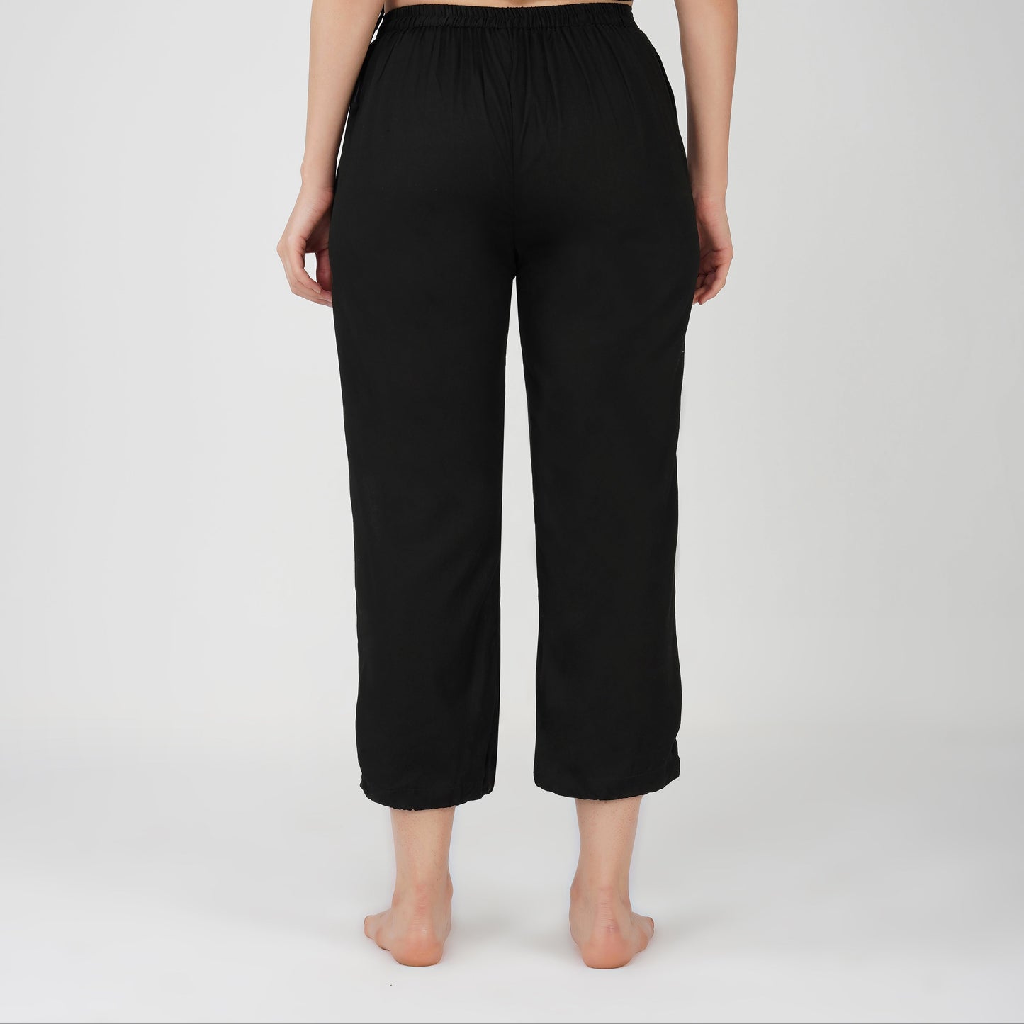 Women Cotton Yoga Pants Black -Ananda