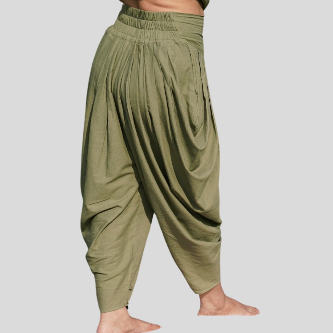Women Cotton Yoga Pants Green -Buddhi