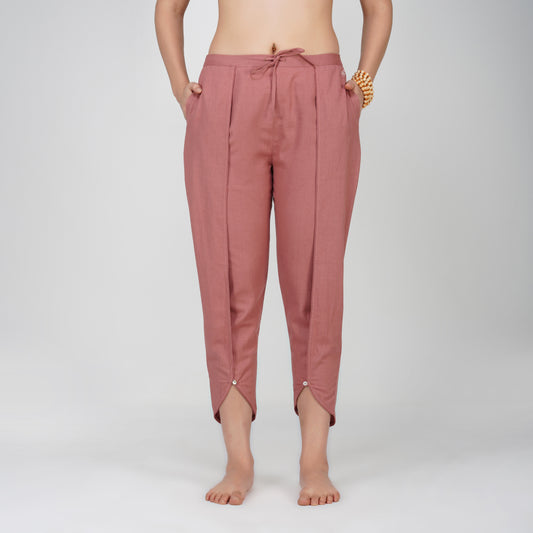 Women Cotton Dhoti Yoga Pants Pink -Surya