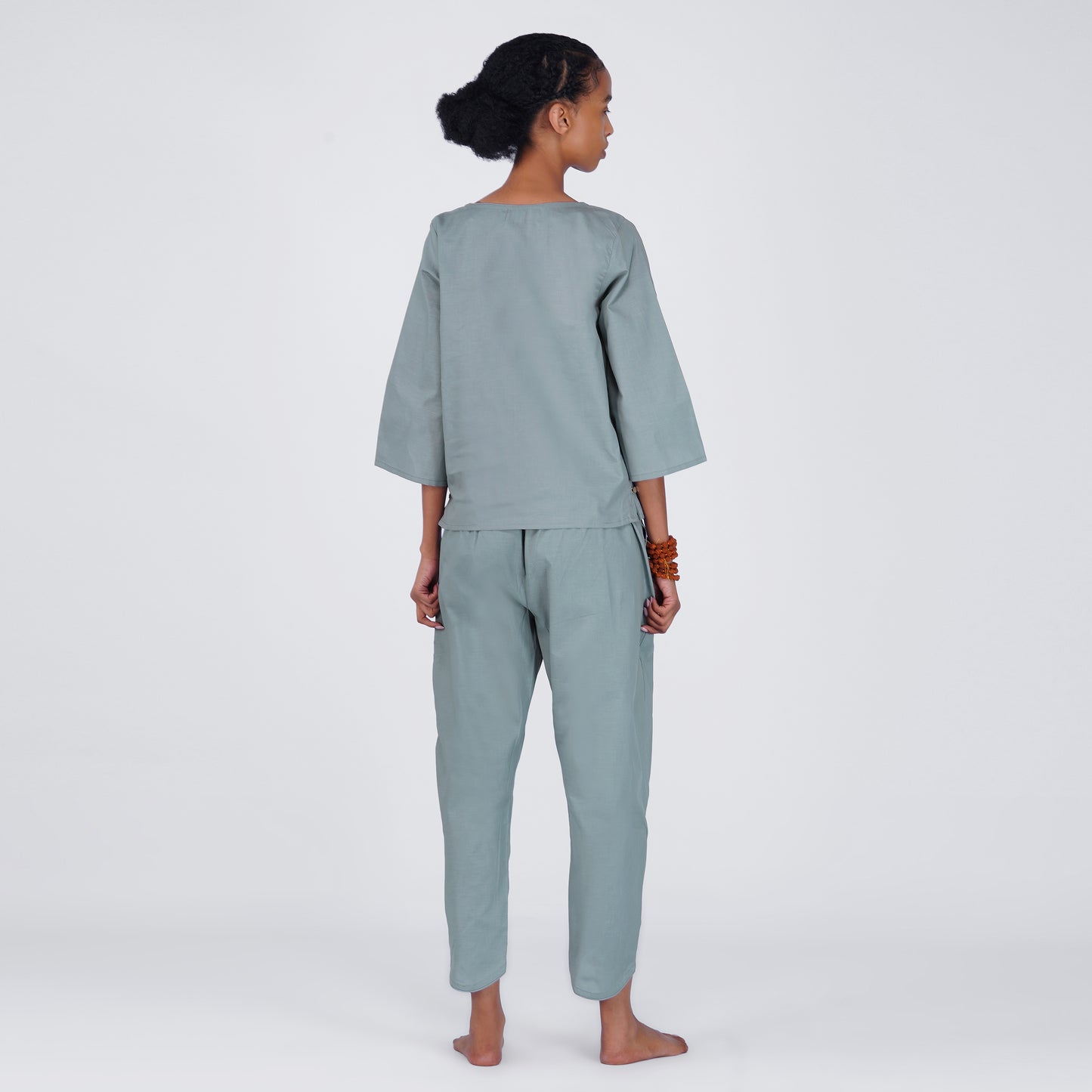 Women Cotton Yoga Pants and Yoga Top Set Grey -Surya