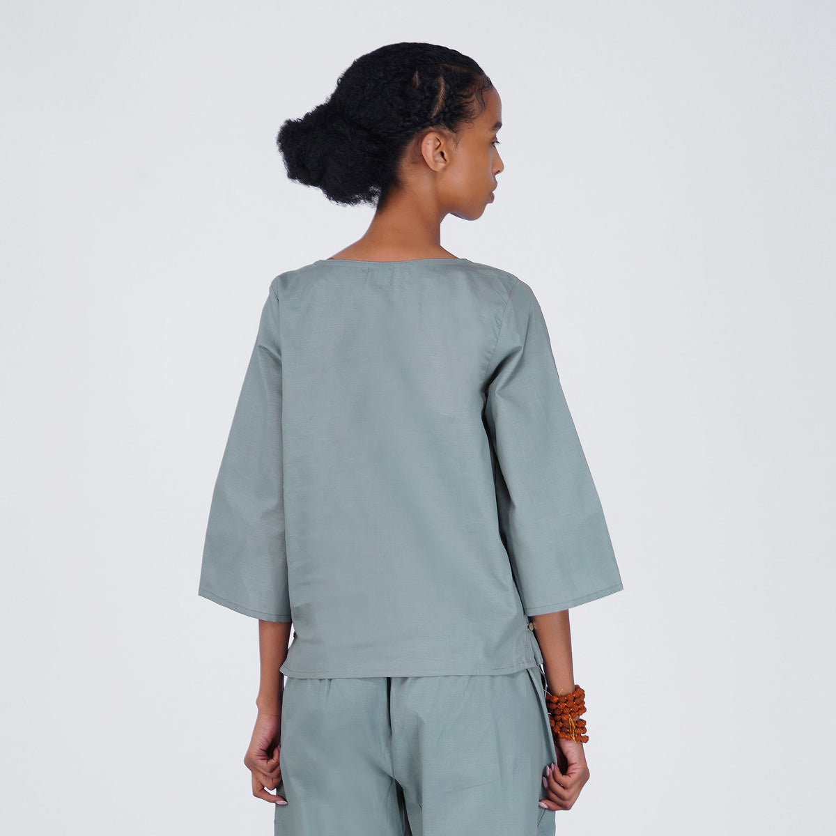Women Cotton Yoga Top Women Grey -Surya — view 2