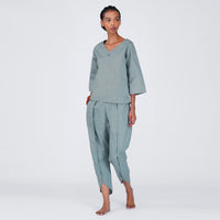 Women Cotton Yoga Pants and Yoga Top Set Grey -Surya