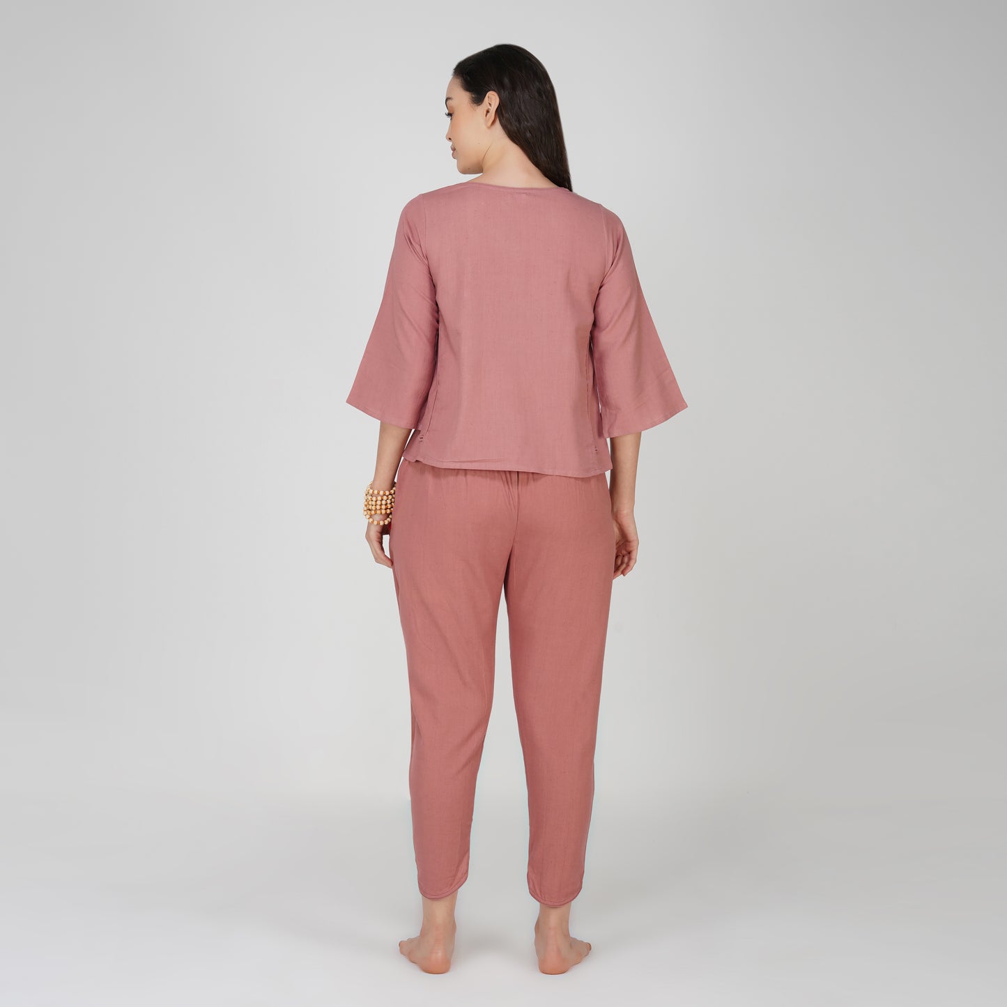 Women Cotton Yoga Pants and Yoga Top Set Pink -Surya