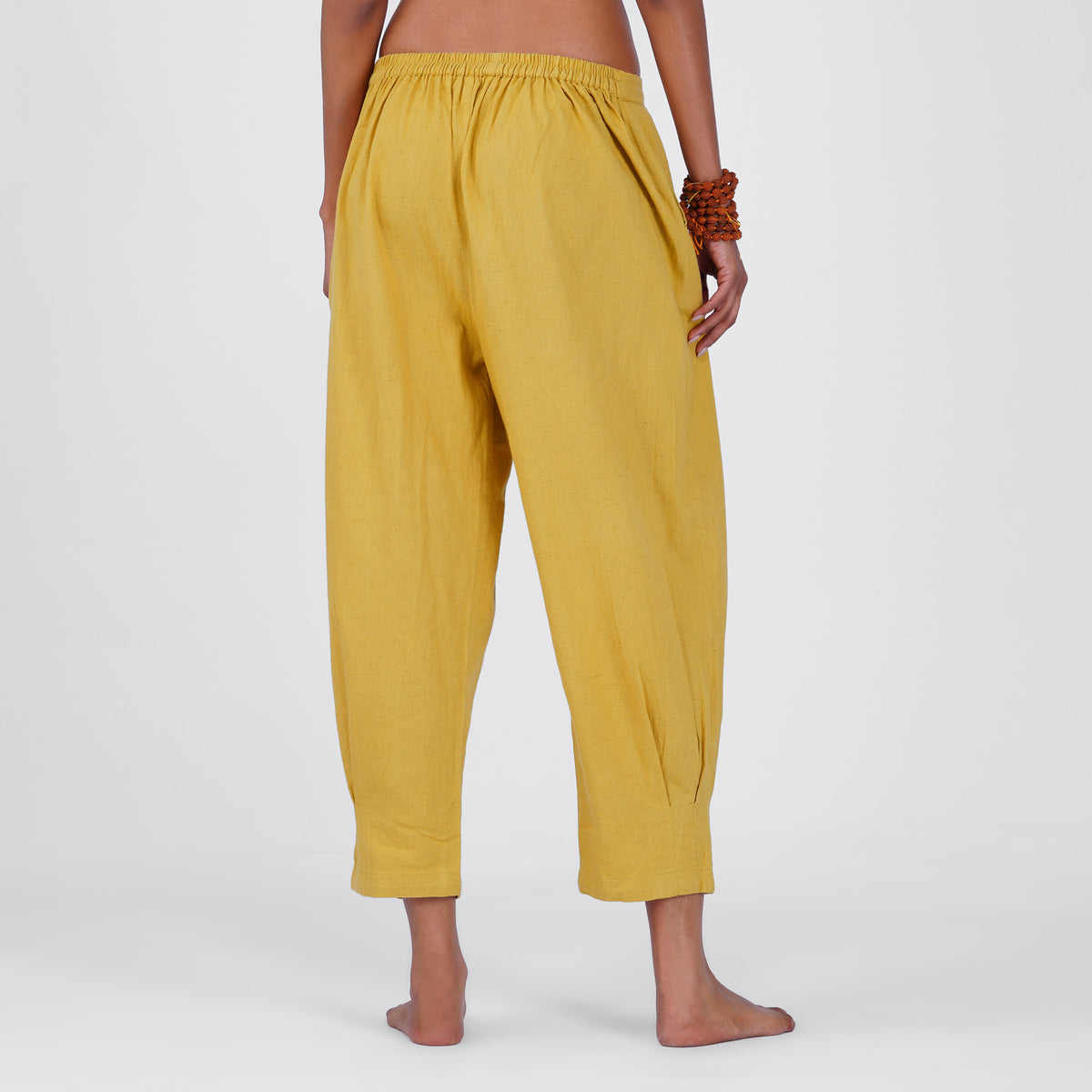 Women Cotton Yoga Pants Yellow -Surya — view 2