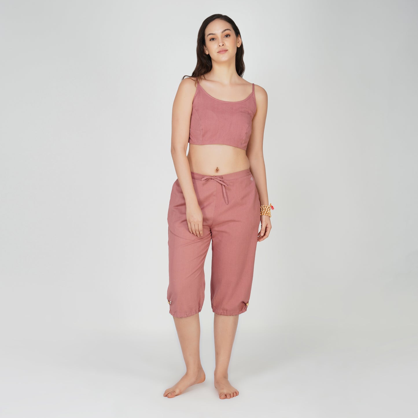 Women Cotton Yoga Pants and Yoga Top Set Pink -Prana